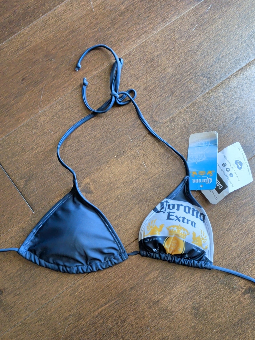Corona Navy and White Triangle Bikini Top with Logo Cup